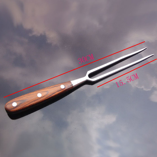 Tenedor Barbacoa Con Mango De Madera Acero Inoxidable 36cm