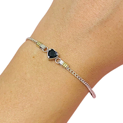 Pulsera Groumet Con Corazon Plata Y Oro Ps 224 