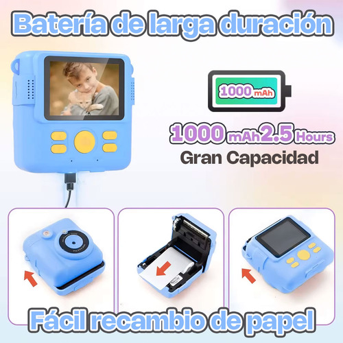 Cámara Instantánea Para Niños Con Impresora Incluye Rollos Y Sd