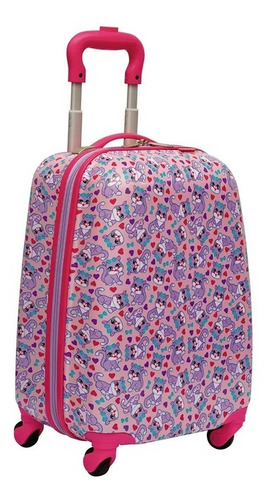 Imagem 2 de 10 de Kit Mochila Malinha Escolar Infantil Gatinha Cat 4 Rodinhas