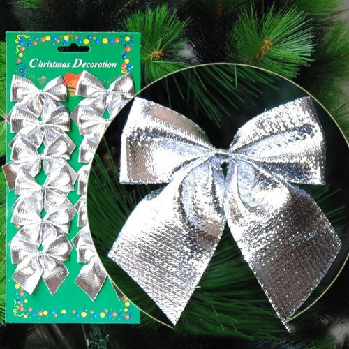 Kit 24 Laços De Natal Lacinho Enfeite Árvore Natal Prata | MercadoLivre Kit 24 Laços De Natal Lacinho Enfeite Árvore Natal Prata | MercadoLivre