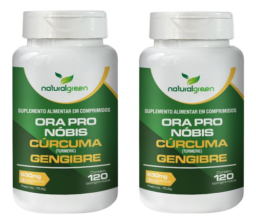 Kit 02 Ora-pró-nobis + Curcuma + Gengibre 240 Comprimidos