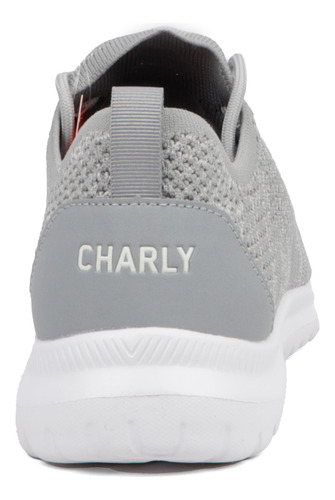 Tenis Para Hombre Charly Transpirables Cómodos Gym Correr Gris / Blanco 1029728