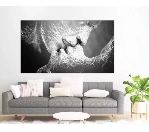 Cuadro Decorativo Moderno Minimalista Beso Abstracto Canvas