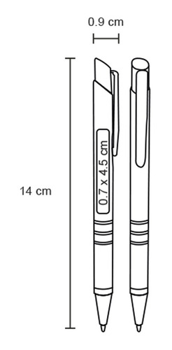 Imagen 4 de 9 de Paquete De 10 Bolígrafo De Aluminio Con Clip Metálico