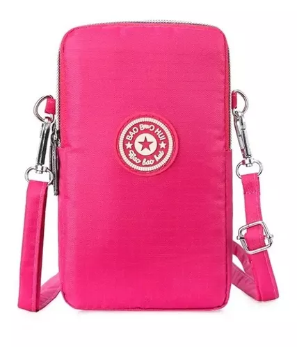 Bolso rosa para teléfono celular, bolso cruzado con ventana táctil para  mujer, bolso de teléfono móvil con correa de hombro para muñeca, funda