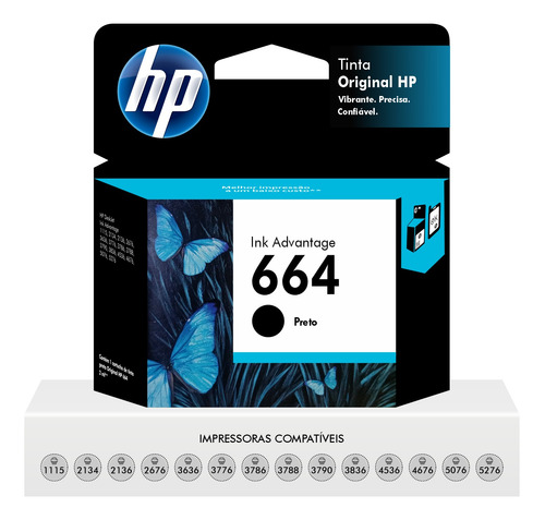 Cartucho Original Hp 664 Preto Deskjet 1115 2136 2676 4676