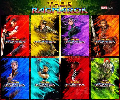 Pósters Thor: Ragnarok - Personajes - 2017 - 120x100 Cm.