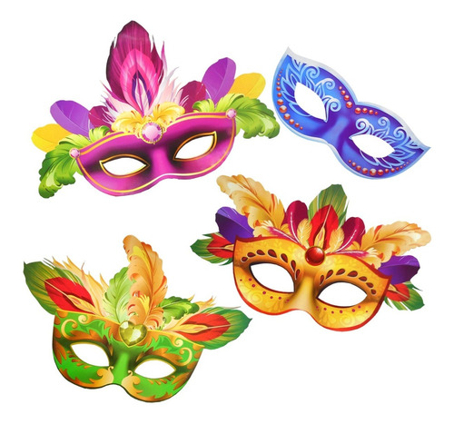 Máscara Carnaval Para Rosto - 4 Pçs