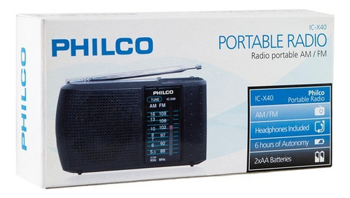 Radio A Pilas Philco Icx-40 Fm/am Portable De Bolsillo