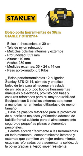 Bolso Porta Herramientas Maletín Stanley 30cm St512114
