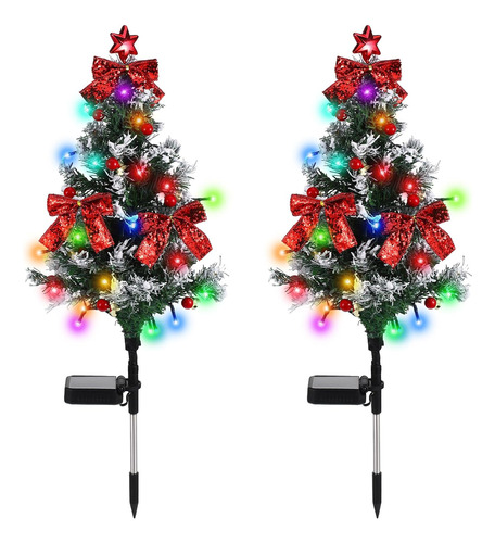 2 Pcs Luces Estaca De Árbol De Navidad Solares De Jard...