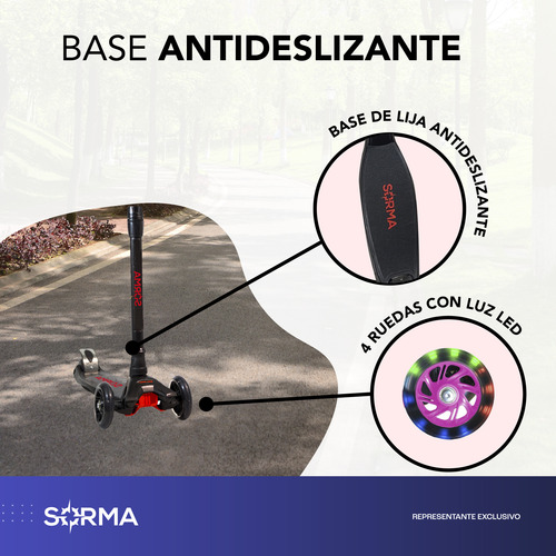 Imagen 4 de 10 de Monopatín Bullfooter Maxi Con Luces Led 4 Ruedas-reforzado