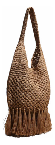 Bolsa Playa Tejida  Rafia Con Borlas. Bola Moda Boho Chic