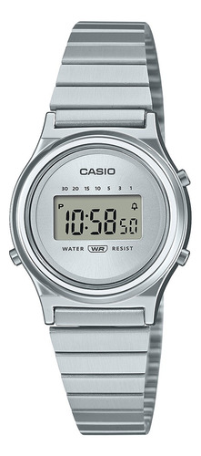 Reloj Casio Dama La700we-7avt Diseño Minimalista Correa Plateado Bisel Plateado Fondo Plateado