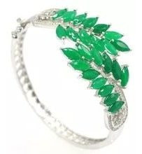 Pulsera De Plata Esmeralda Verde Auténtica, Brazalete De 7,5