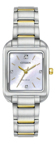 Reloj Citizen Dress Classic Em0494-74d Original Para Dama Ew Color De La Correa Plateado/dorado Color Del Bisel Plateado Color Del Fondo Blanco