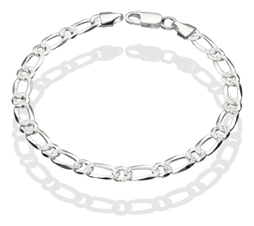 Pulsera Eslabon 1x1 Diam Cd It 6 Mm X 21 Cm En Plata .925