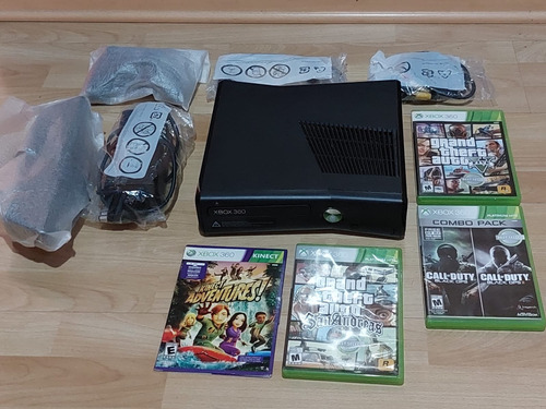 Microsoft Xbox 360 Slim 250gb + Kinect + 4 Juegos Físicos 