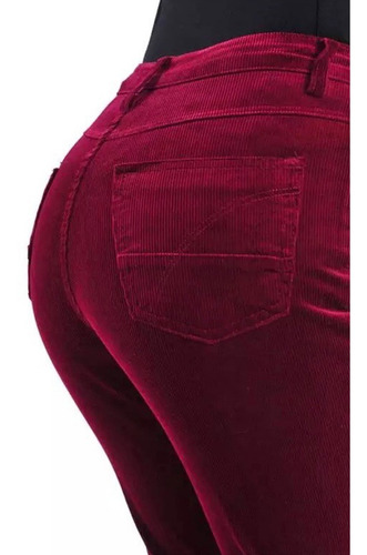 Imagen 4 de 5 de Pantalón Cotelé Recto Tiro Alto Semielasticado Talla 44 / Xl