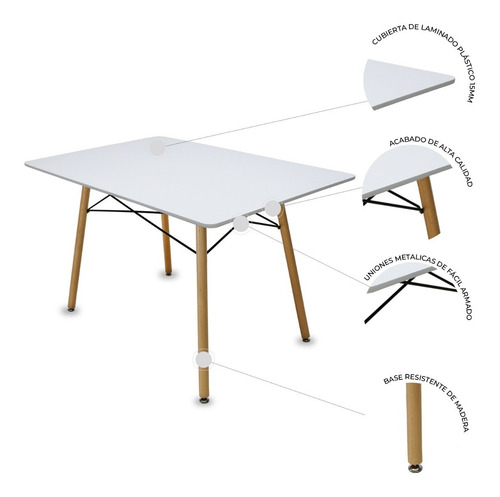 Mesa Comedor Rectangular Mundo In Oslo 120x80 Cm 6 Personas