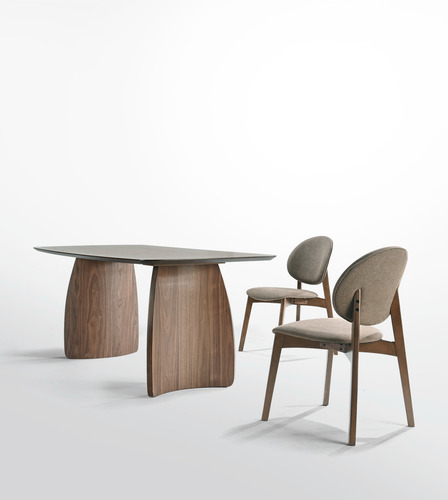 Juego Comedor Nogal Mesa 180x90 6 Sillas Minimalista Moderna