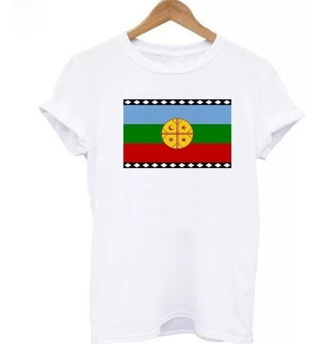 Polera Mapuche Escudo Bandera Unisex Hombre Mujer Blanca