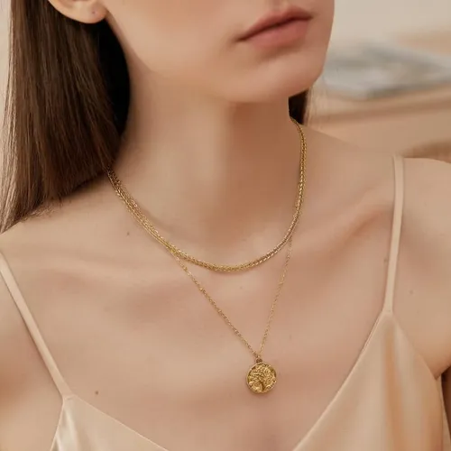 Árbol De La Vida Collar Colgante Moneda De Oro, ...