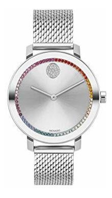 Reloj Movado Para Mujer 3600698 De Cuarzo Color Plateado