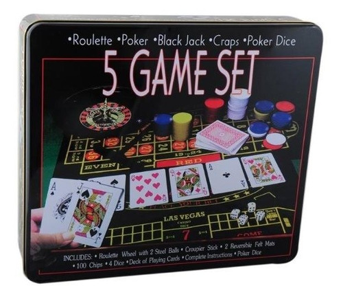 Juego De Mesa Poker Ruleta Dados 5 En 1