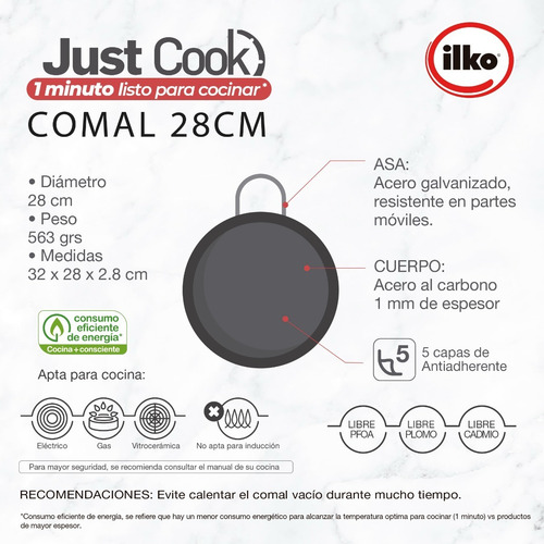Imagen 2 de 6 de Ilko Comal De 28 Cm Clásico