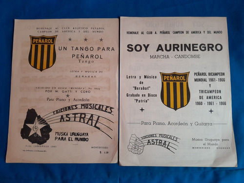 Dos Partituras Del Club Atlético Peñarol 