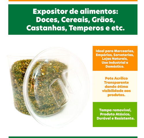 Kit 2 Potes Acrílico Redondo Com Tampa 8,6lts+ Conchas 600ml