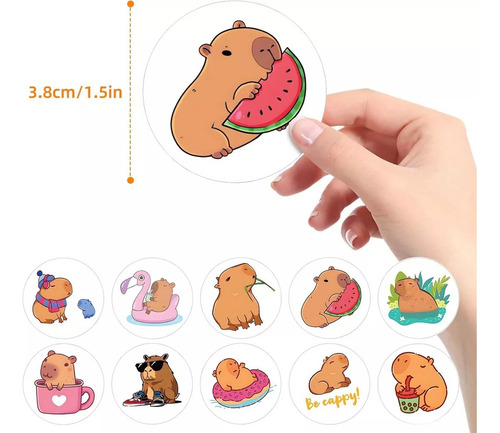 500 Pegatinas De Capibara 2,5 Cm Sticker Capibara Capybara Marrón Capibara