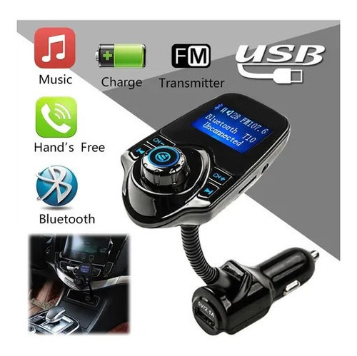 Transmisor Bluetooth Mp3 Sd Cargador Carro Fm Adaptador T10