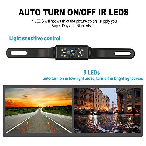 Camara Hd Night Vision Rear View With 9 Led Lights Font For