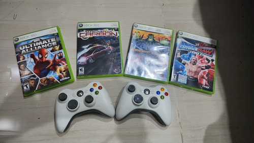 4 Juegos Y 2 Controles Para Xbox 360 Seminuevos