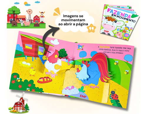 Kit 2 Livros Infantil Pop Up 3d Animais Da Fazenda E Safari Na Selva Capa Dura