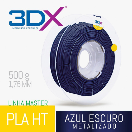Imagem 2 de 4 de Filamento Pla Azul Escuro Metal 500g 1,75mm 3dx