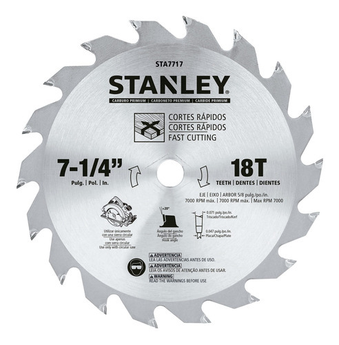 Disco de serra Stanley Sta7717 7-1/4 prateado