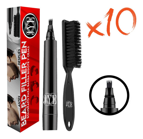 Plumon Para Barba Bigote Cejas Y Cabello Jye Canas 10 Piezas