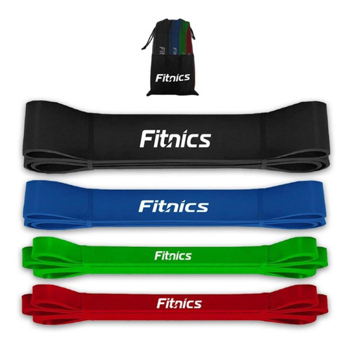 Bandas Elasticas Power Bands Latex Resistencia Fitnics Set 4