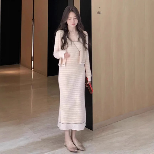 Conjunto De Falda Midi Lan Xingchen De Traje De Punto Rosa
