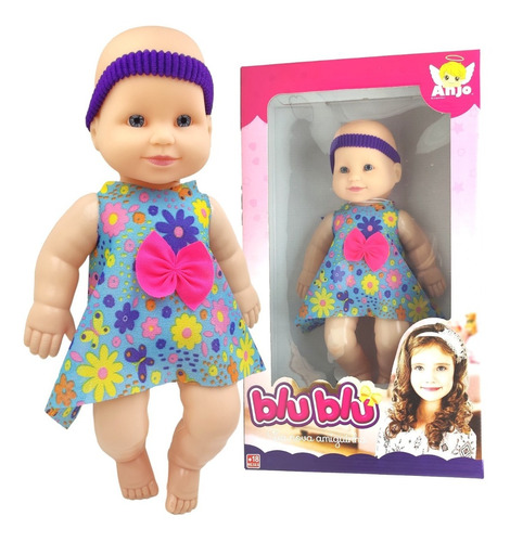 Imagem 1 de 7 de Bebê De Brinquedo Boneca Blu Blu Delicada Vestido Presente