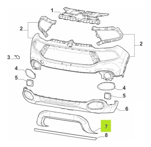 Aplique Parachoque Delt. Negro Textur Original Fiat Toro 20-