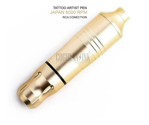 Imagen 10 de 10 de Tattoo Pen 8000 Rpm Japón Rca + Clip + Base + Funda Gold