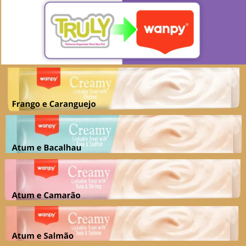 Petisco Gatos Wanpy Truly Creamy Sabores Sortidos 25un.
