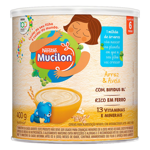 Cereais Infantil Nestlé Mucilon Arroz & Aveia em lata 400 g