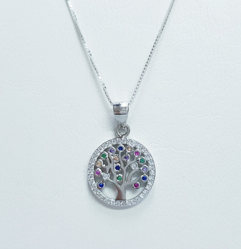 Imagem 4 de 7 de Colar Feminino Prata Legítima 925 Zirconia Árvore Da Vida