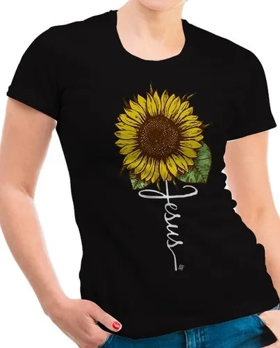 Conjunto para verano con blusa corta de manga corta con girasol, jeans, y  diadema para niña